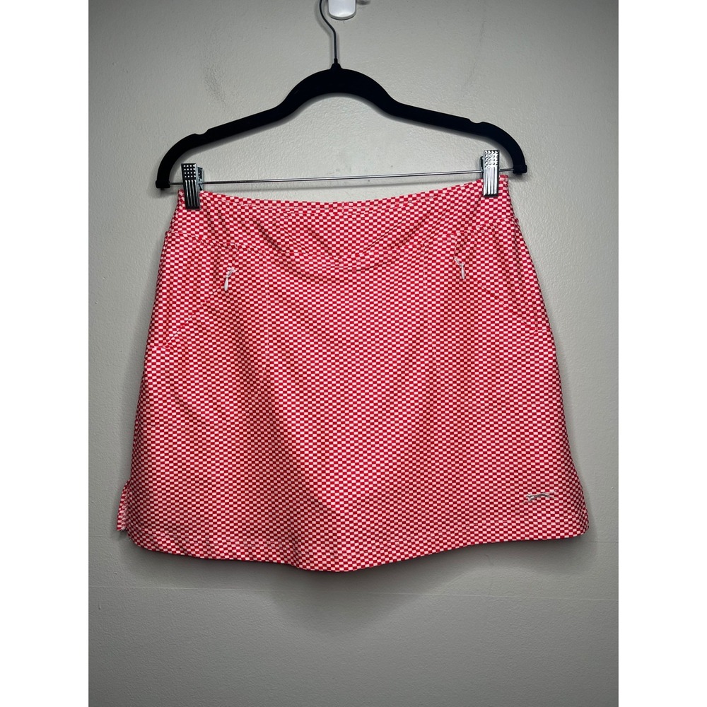 Slazenger Red White Micro Check Skort Wicking Stretch Golf Tennis Preppy Size S